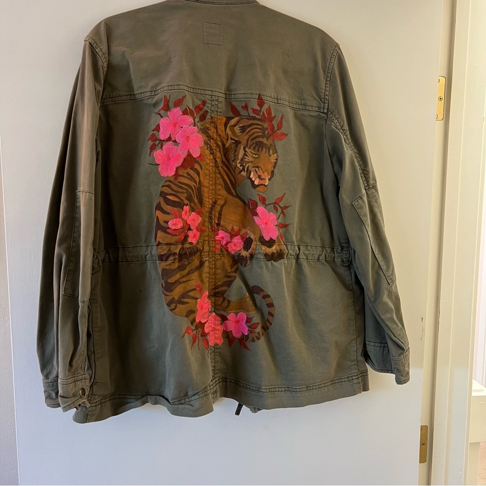 Hand painted tiger Army Jacket
